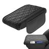 Car Armrest Pad PU Leather Center Console Cover With Side Pocket Elastic Band Auto Armrest Pad Elbow Wrist Rest Support For All