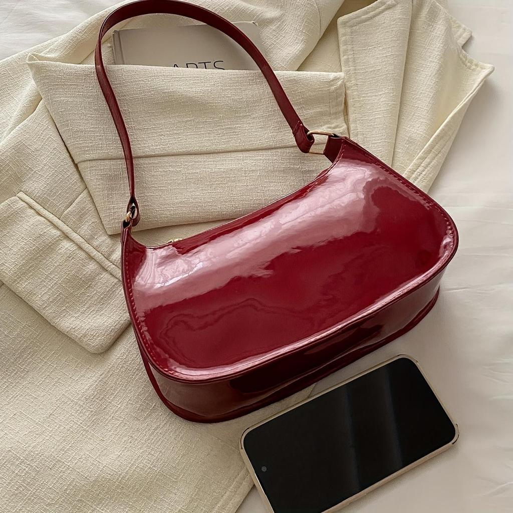 Underarm Simple Bag Fashionable Minimalist Shoulder Bag Women Stylish Handbag Zipper Purse Ktb