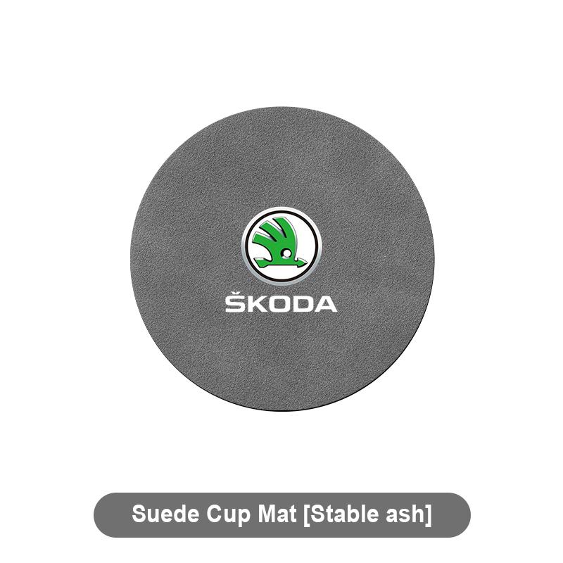 New Car Coaster Mat Water Cup Slots Non-Slip Pad for Skoda Octavia 1 2 3 A4 A5 MK2 Fabia Kapoq Kodiaq Rapid SCALA