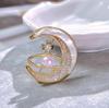 Romantic and Exquisite Brooch, Moon and Star Shaped Pin FashionJewelry Accessories, Party Trendy Gift