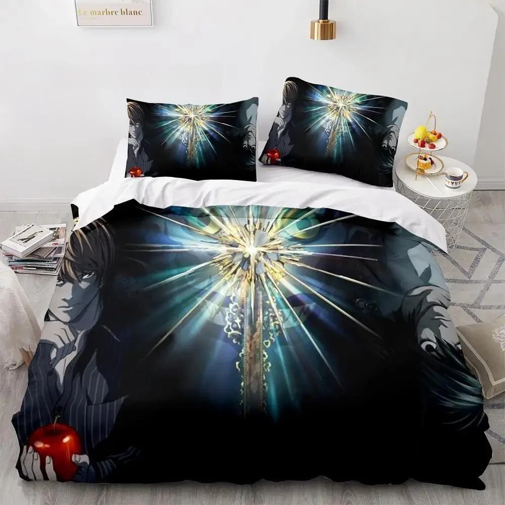 Death Note Bettwäsche Set Einzelbett Twin Full Queen King Size Bettset Erwachsene Kinder Schlafzimmer Bettbezug Sets 3D Druck Anime Death Note A