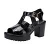 Beach Platform Sandals Patent Leather Shoes 2026 Summer Elegant Block High Heels Sandals Women for Office Mom