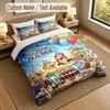 Juego de Ropa de Cama Personalizada con Nombre 3 Piezas, Astérix y Obélix 1 Funda Nórdica 2 Fundas de Almohada Ropa de Cama Suave Para Regalo