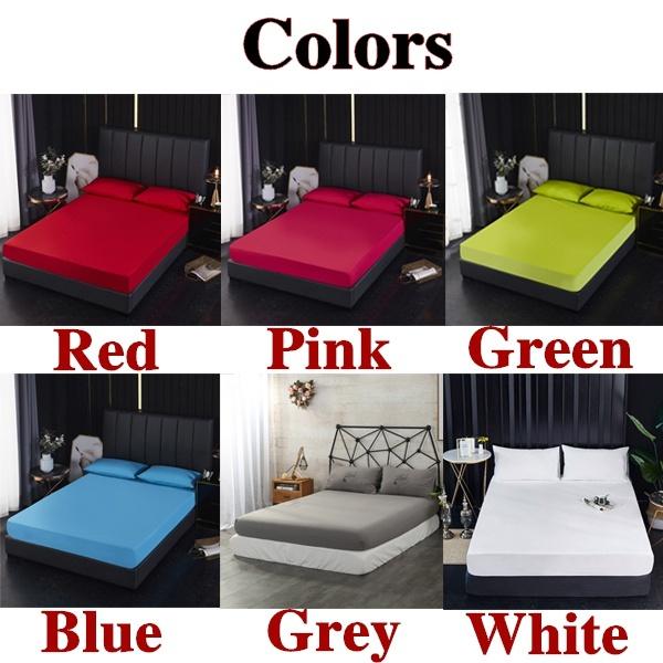 2027 Single/Full/Queen/King Solid Color Fitted Sheets King Size Mattress Protector Bed Cover Bed Sheets Bedsheet Solid Bedspreads 100% Waterproof