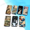 J-Japan Style Ukiyo-e Cool Phone Case For Samsung Galaxy A 73,72,51,53,52,71,22,5G,Note,J7,8,9 Soft Black Cover