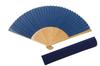 Fan with Fan In a Presentation Made In Japan Navy Men's Kyoto-style Case, Box, (Seigaiha Pattern, Blue)