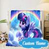 Custom Name Rainbow Unicorn Dream Blanket Bed Sofa Blanket Flannel Blanket for Camping, Hiking, Picnic Essentials,gift for Fan Family