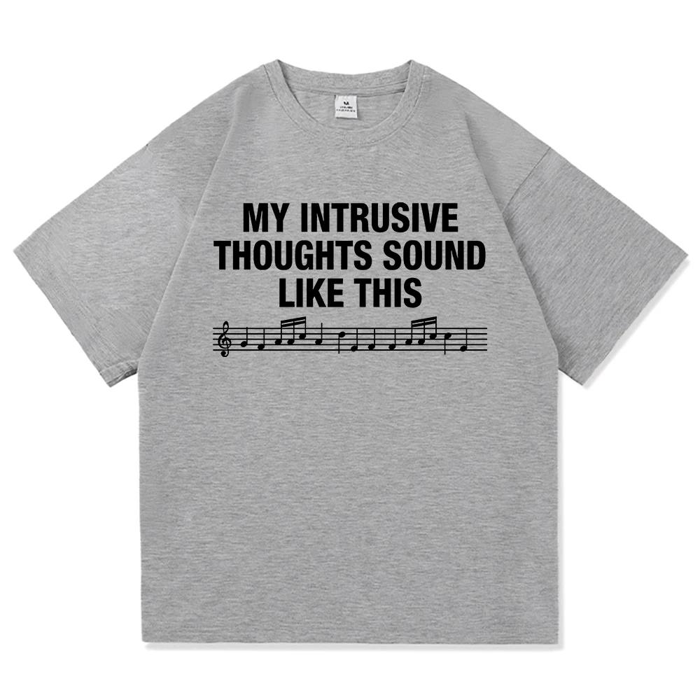Letter Print My Intrusive Thoughts Sound Like This T Shirt Fashion Women High Quality ROSALA Lux Berghain Cotton Tees Shirts