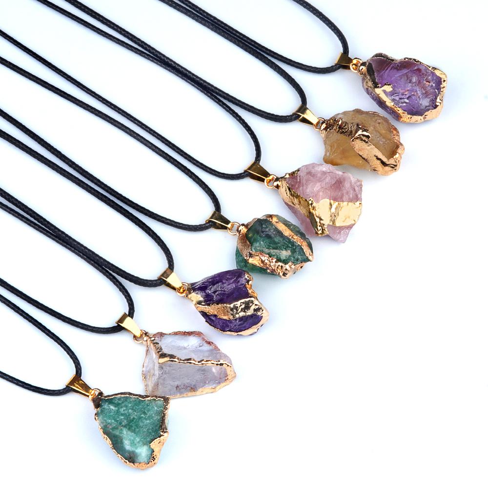 Women Necklace Natural Stone Irregular Pendant Charms For Elegant Women Love Romantic Gift Chains 45+5 Cm