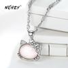 Collier avec pendentif en argent Sterling 925 pour femme, bijoux à la mode, haute qualité, cristal Simple, Zircon, chat, longueur 45CM, nouvelle collection
