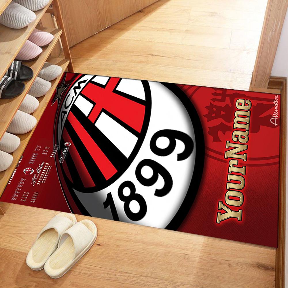 Ac Milan Personalized Name Area Rug Perfect for Foyer Playrooms Game Room Balcony Antislip Carpet Decorate Offices Perfect Gift for Friends & Family