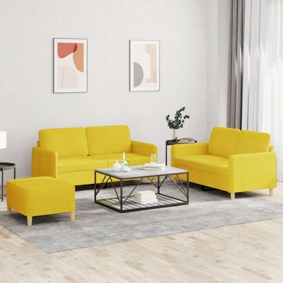 Vidaxl 3-Piece Lounge Set, Fabric Upholstered, Light Yellow