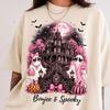 Boujee Spooky Ghost Shirt, Pink Halloween Haunted House Tee, Glam Girly Ghost Shirt, Retro Preppy Halloween Mansion TShirt, Gift