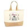 Jute Tote Bag - PLANETEE - Albane the Most Beautiful - Natural Jute - Printed Design - Made In France