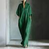 Summer V Neck Dress for Women Stand Collar Flowy Long Dress Casual 3/4 Sleeve Travel Vacation Outfits with Pockets