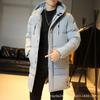 Mens Mid-Length Hooded Cotton Puffer Jacket Winter Warm Casual Loose Fit Youth Black Gray Green