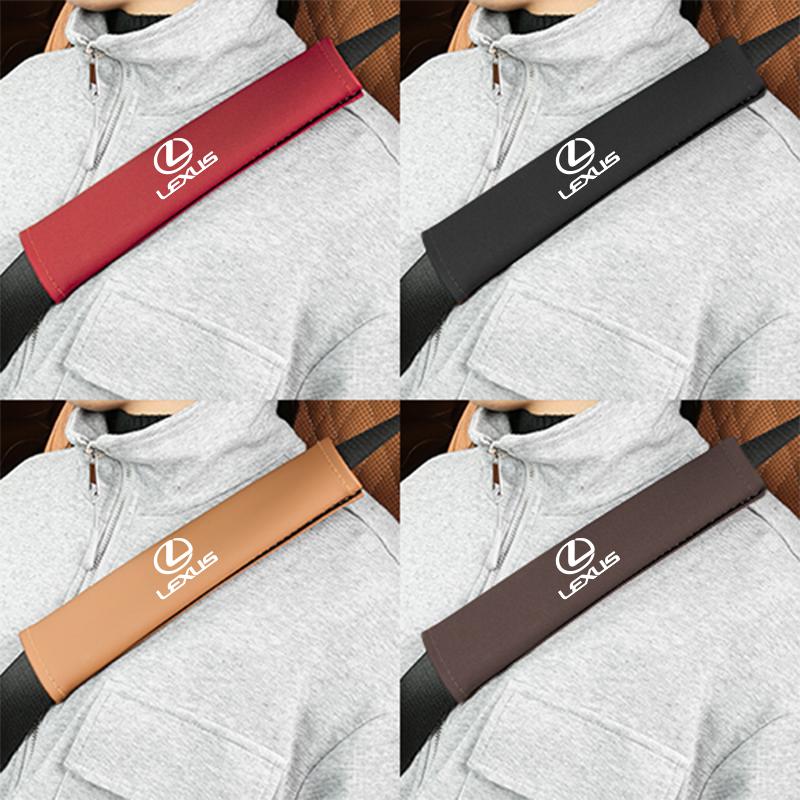 2026 Hot Interior Stickers 2Pcs Leather Car Seat Belt Shoulder Pad Safety Strap Cover For Lexus F-SPORT ES RX NX LS UX LM LX GX PS3