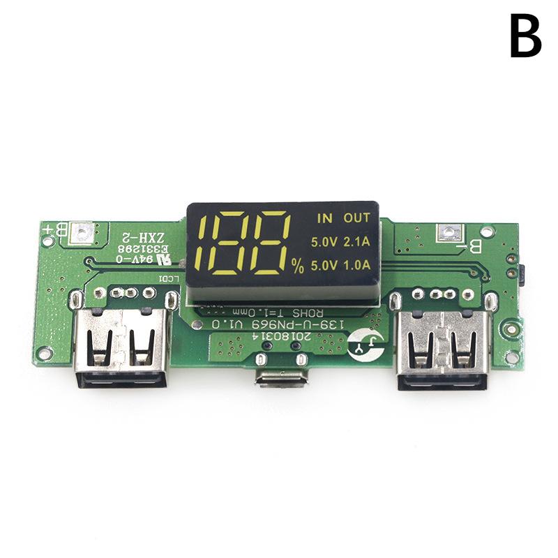 LED Dobbel USB 5V 2.4A Mikro/Type-C USB Mobil Powerbank 18650 Lademodul Litiumbatteriladerkort