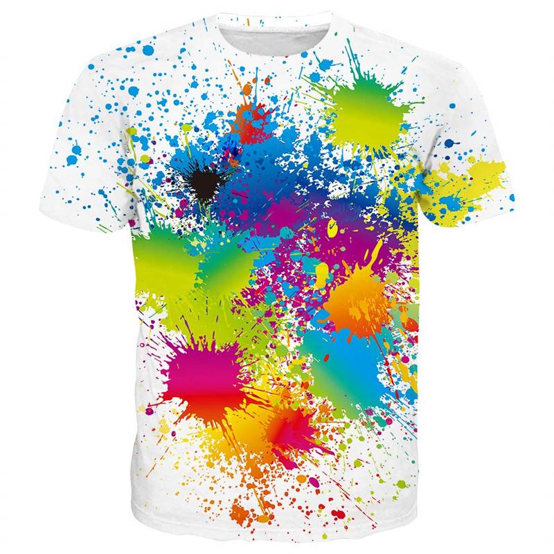 Pigment Pattern T Shirt For Men Colorful 3D Printed T-Shirts Summer Casual Street Oversized Tops Round Neck Short Sleeve Tees