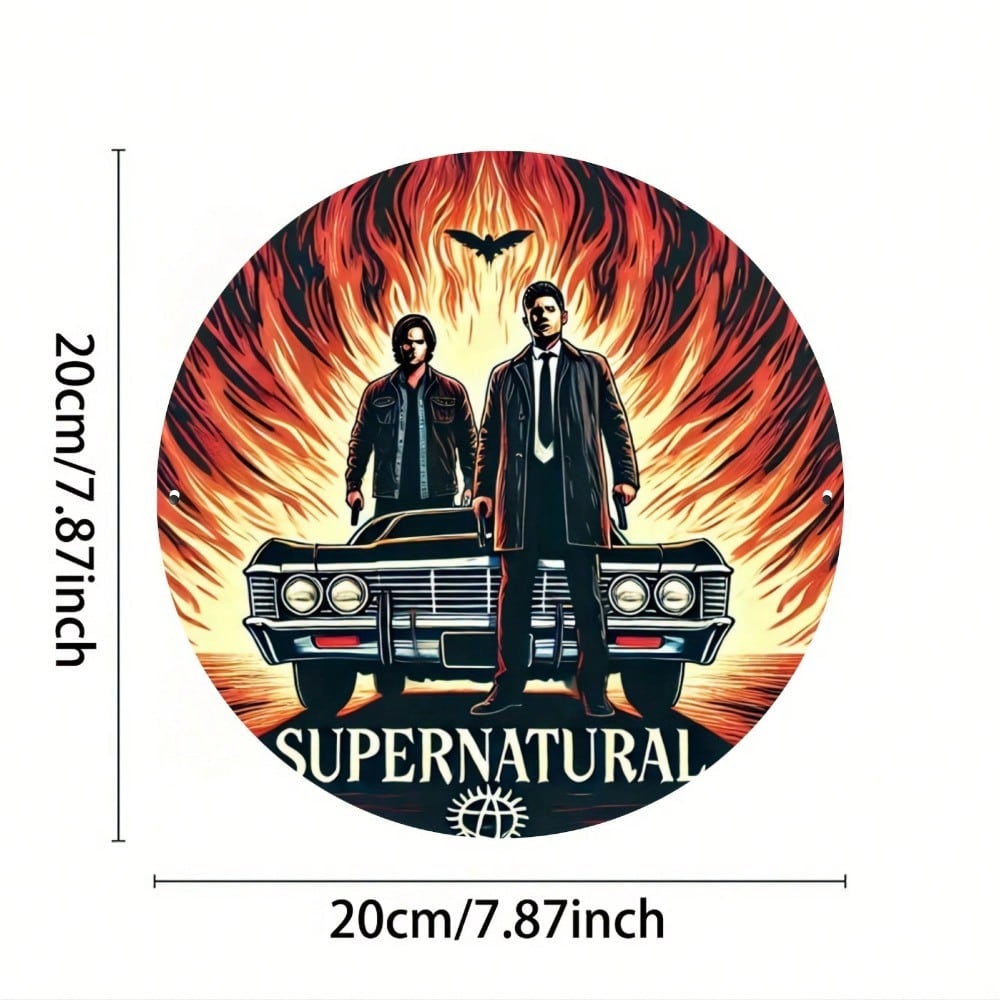 Supernatural That Was Fun Iron Round Sign 8x8 Inch Weatherproof Metal Wall Art for Home Bar Cafe Outdoor Decor
