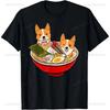 Corgi Japanese Ramen T-Shirt Funny Dog Gift Unisex T-Shirt Classic Pattern Summer Unisex T Shirt for Men Breathable Camisetas