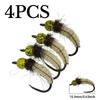 ICERIO Cyclops Brass Bead Head Caddis Bug Nymph, Realistic Silicone Segmented Body, Fast Sinking Trout Fishing Fly for Euro Nymphing
