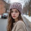 Leopard Print Bare Knitted Hat, Warm and Windproof Crimped Dome Hat, Jacquard Knitted Hat.