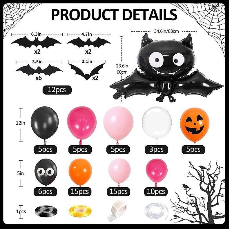 Multicolored Halloween Balloon Arch Kit For Kids Birthday Party Decorations
