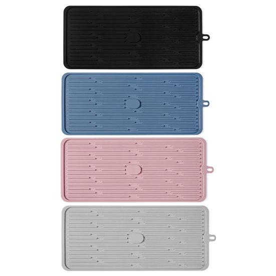 To Easy Clean Pad Drain Hanging Hole Antiscalding Silicone Tableware Drying Mat Faucet Drip Protection Pad Kitchen Gadget
