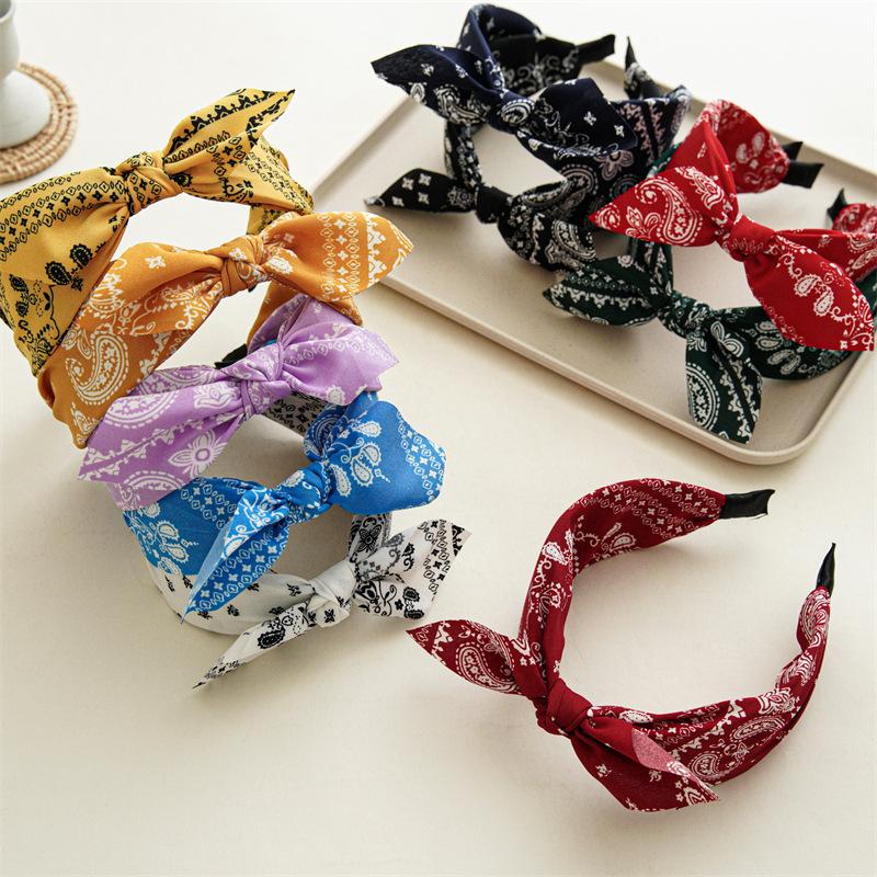 Hairband Women's New Fall/Winter Style Walnut Flower Bunny-Eared Wide Headband Women's Hairpin Hairband Knotted Fabric Hairband