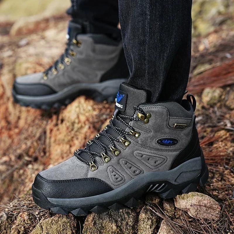 Hiking Shoes Men Boots Anti-slip Outdoor Sports Shoes Men Lace-up Comfortable Lightweight Breathable Casual Walking Shoes Men