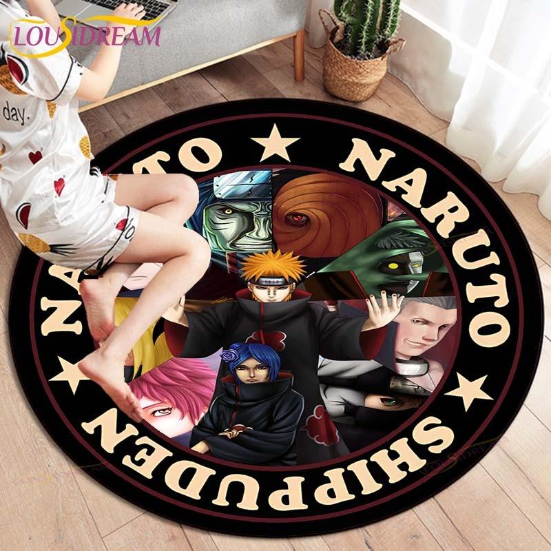 Anime Naruto Runde Teppiche für Wohnzimmerteppiche, weicher Flanell-Bodenteppich, Schlafzimmerteppichmatte für Kinder, Küchenteppich