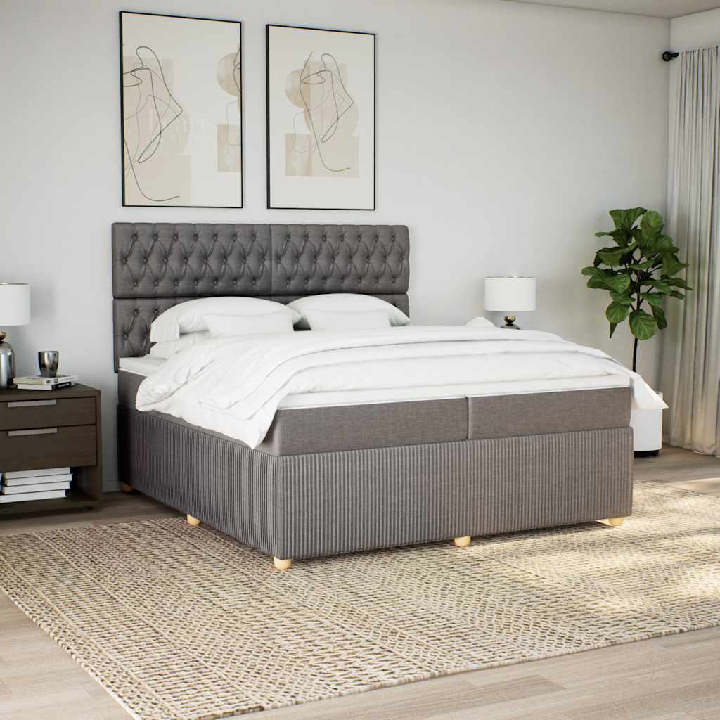 Box Spring Bed with Mattress Taupe 200x200 Cm Fabric