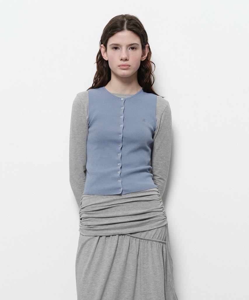 Daiaegeuneol Flower Button Knit Vest (Blue)
