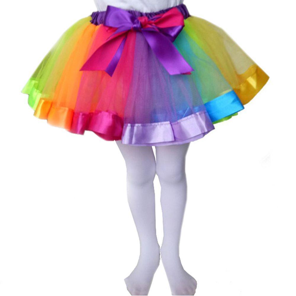 Fashion Party Baby Girl Rainbow Tutu Skirt Tulle Dance Dress Toddler Princess