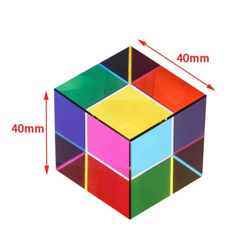 40mm 1.57 Inches Color Cube Prism Three Primary Colors Popular Science Optical Experiment Educational Toys Home Neocubes Toy