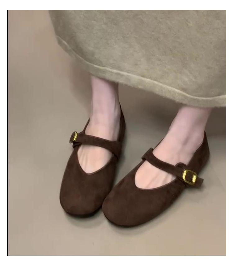 Metalowa klamra w stylu retro płytkie buty pojedyncze damskie jesienne wygodne wszechstronne buty Doudou na jeden pedał płaskie buty Mary Jane