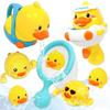 VBACALA Bath Toys, Swimming Duck, Water Gun, Watering Can, and Dip Net, Bathroom Water Play, Shower Toy with Duck Storage Net, Christmas, Birthday