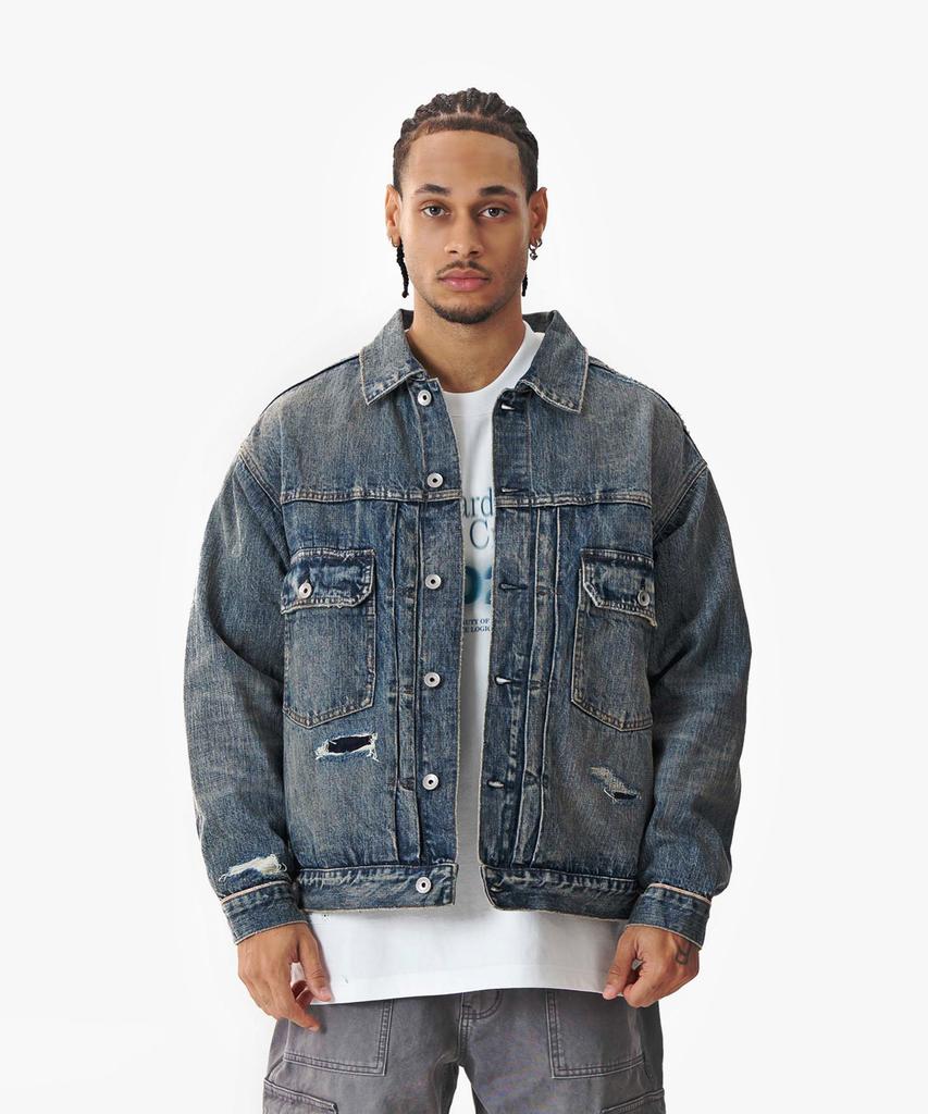 Midupdate Retro Denim Trucker Jacket_Blue