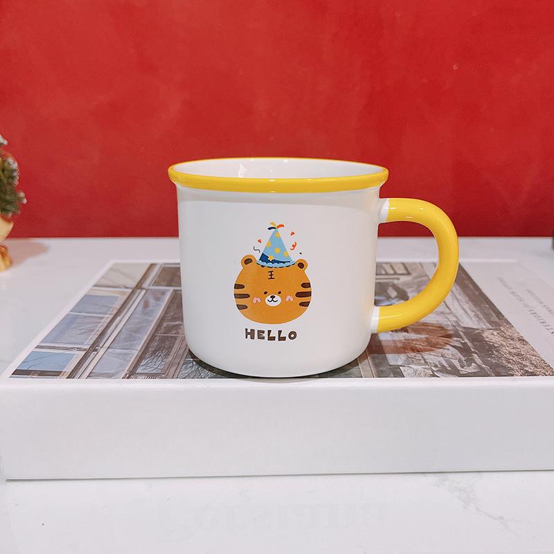 Geburtstagsgeschenk Cartoon Niedlicher Tiger Geburtstagshut Souvenir 100-Tage-Bankett-Geschenk Keramiktasse Kindertasse