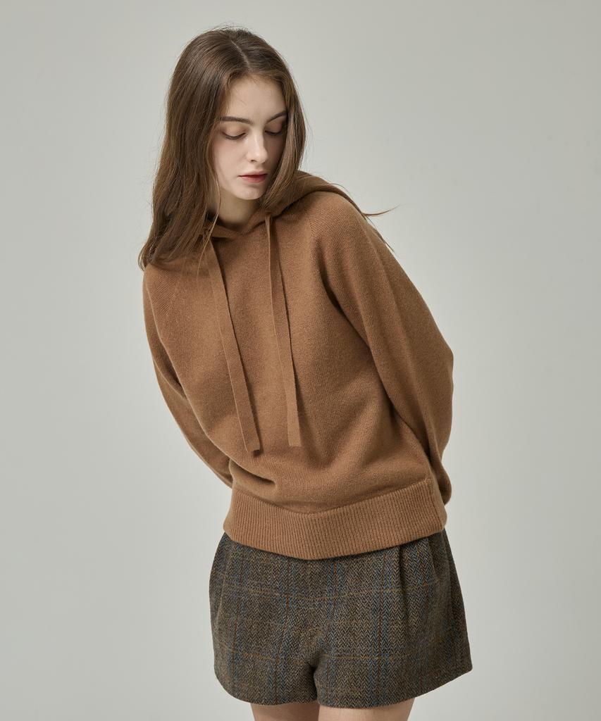Lapineatteullie Premium Cashmere Knit Hoodie Camel