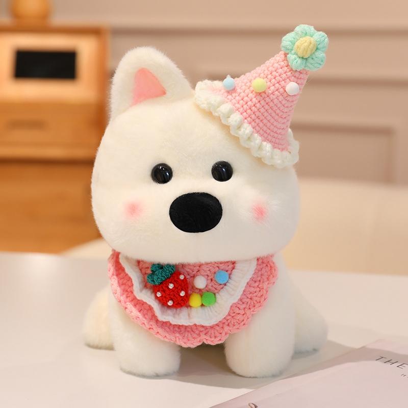Adorable Fluffy White West Highland Terrier Plush Toy Stuffed Lifelike Dog Plushie Soft Puppy Animal Appease Doll Sweet Gift