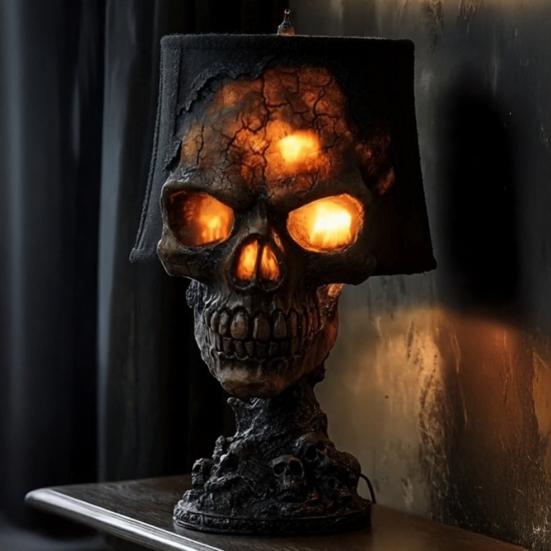 Skull Desk Lamp Gothic Magma Skull Lamp Spooky LED Human Skull Desk