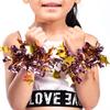 2Pcs Kids Dance Wrist Flower Star Decor Bright Colors Elastic Rubber Band Wristband Children Performance Party Wear Accessory