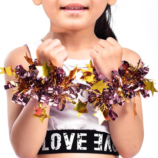 2Pcs Kids Dance Wrist Flower Star Decor Bright Colors Elastic Rubber Band Wristband Children Performance Party Wear Accessory