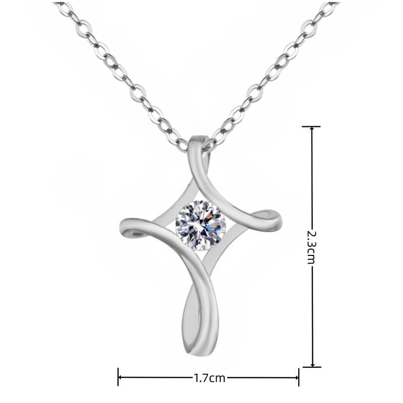 Geometric Cross Zircon Necklace With Copper Pendant For Couples Fashion Jewelry
