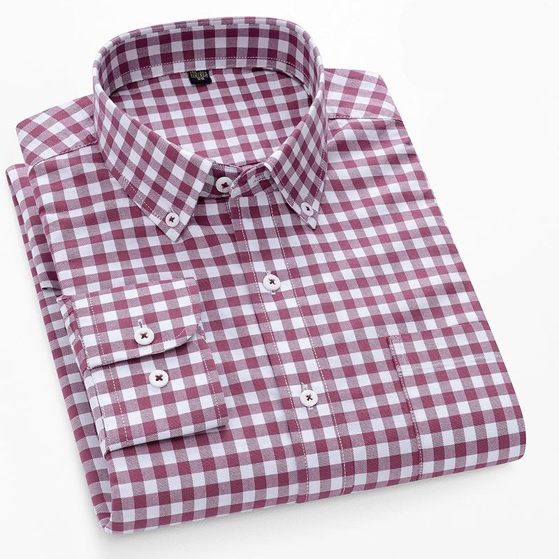 Quality New 100% Cotton Oxford Shirt Long Sleeve For Men's Social Dress Shirts Soft Comfortable Regular Fit Casual Man Clothing