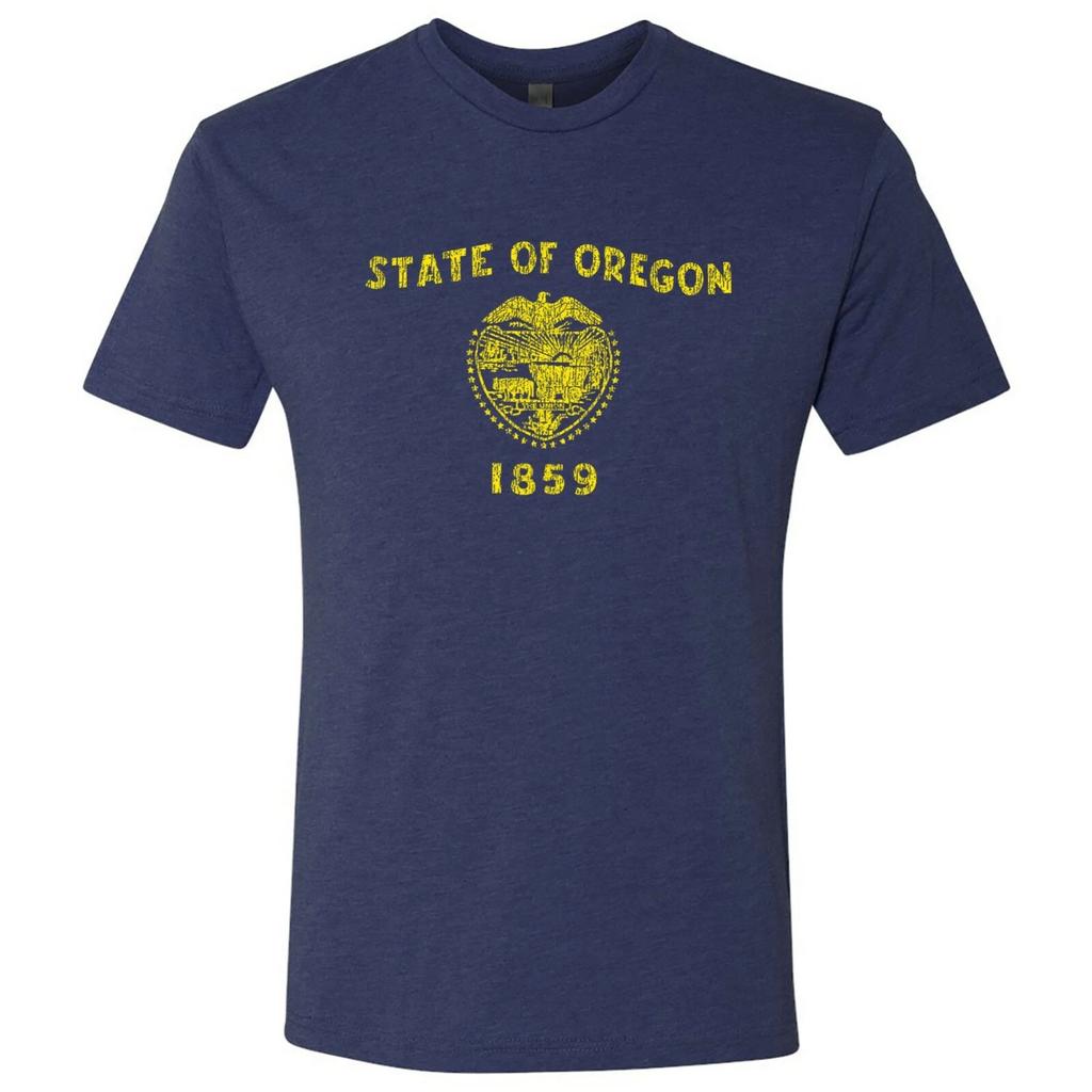 Oregon Flag State Pride Hometown Triblend Mens T-Shirt - Vintage Navy