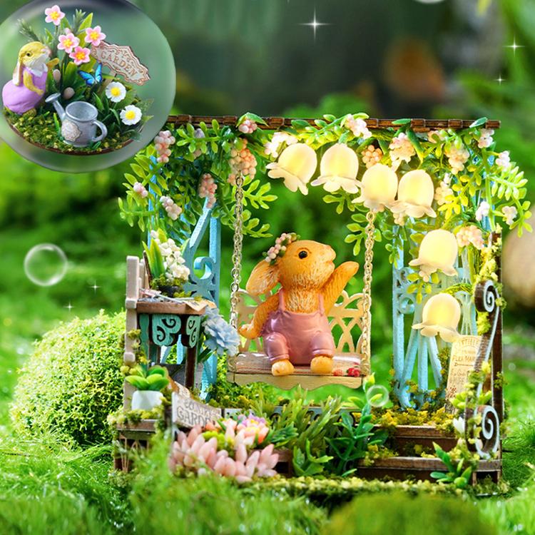 Dream Bottle Model Kit DIY Mini Doll House Handmade 3D Puzzle Assembly Toy Home Creative Room Bedroom Decoration with Furniture