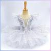 Vestido de Ballet de Lentejuelas para Niños Ropa de Actuación Plata Faldas de Danza Moderna para Niñas Tutú de Ballet Infantil Vestidos de Fiesta de Princesa Disfraces